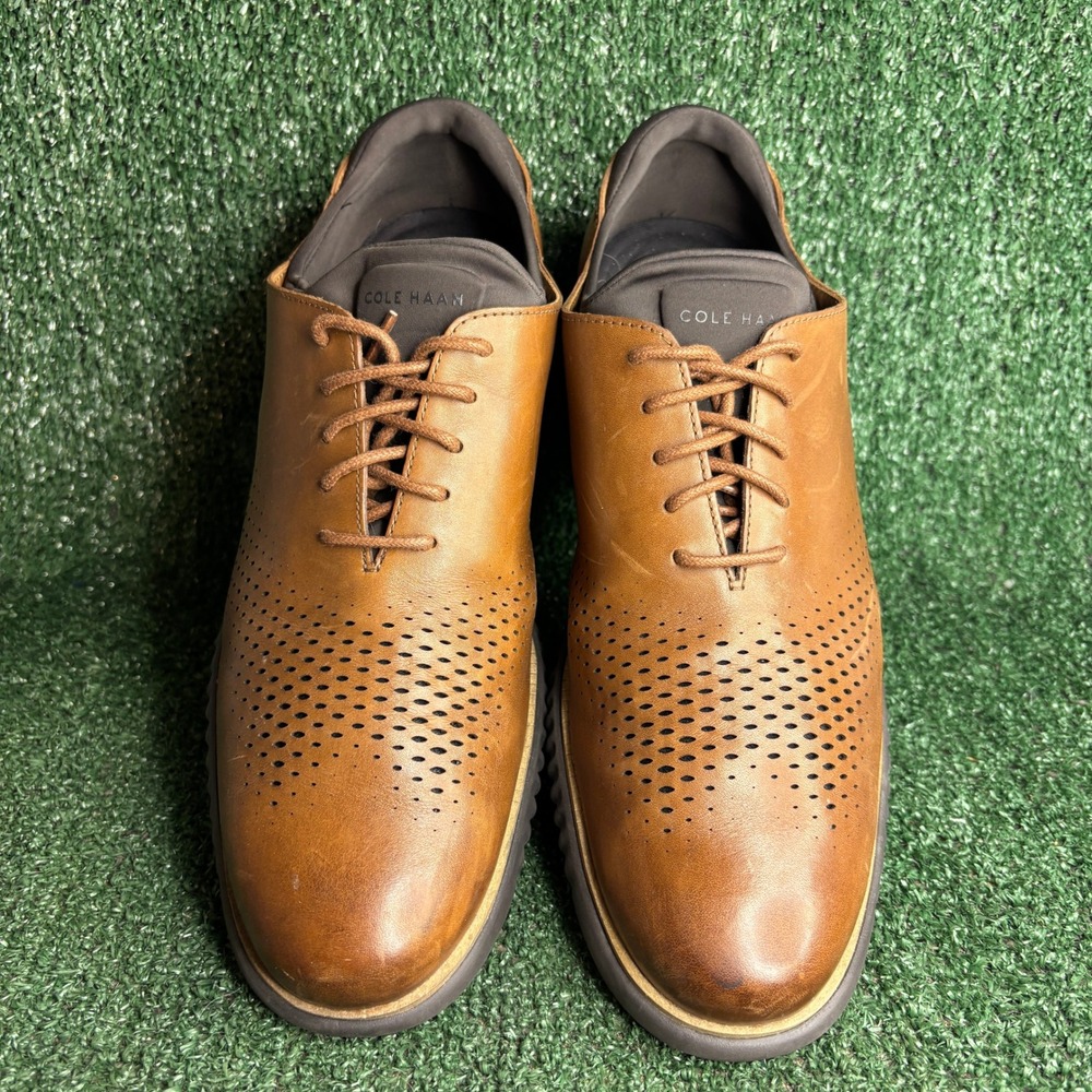 Cole Haan 2.ZeroGrand Lined Laser Wingtip Perforated Oxford Sneaker Tan Mens 12M - Picture 2 of 12